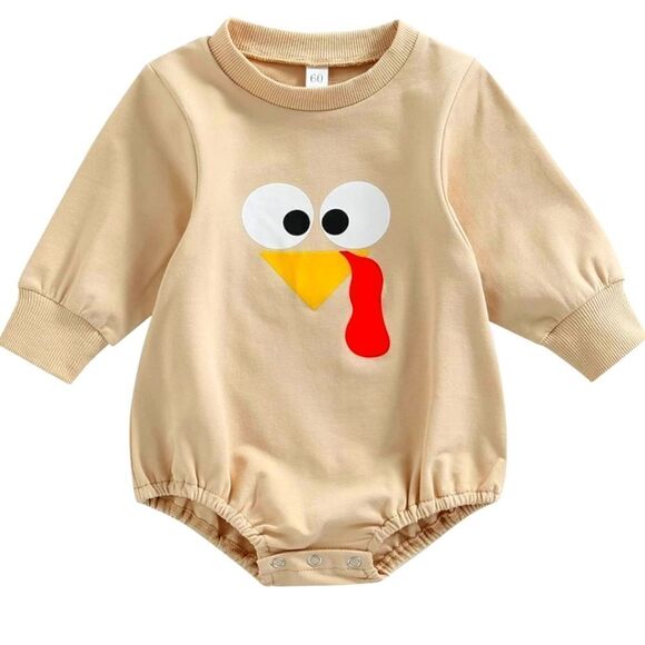 NWT Baby Thanksgiving Outfits Turkey Pullover Crewneck Sweatshirt Romper - Picture 1 of 7